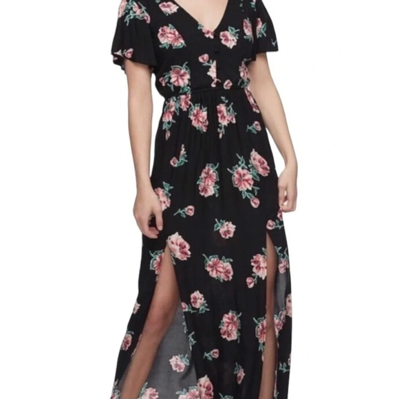 Three Hearts Dresses & Skirts - Three pink hearts Black floral maxi